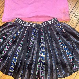 Colorful Geometric Skirt with Pink Top